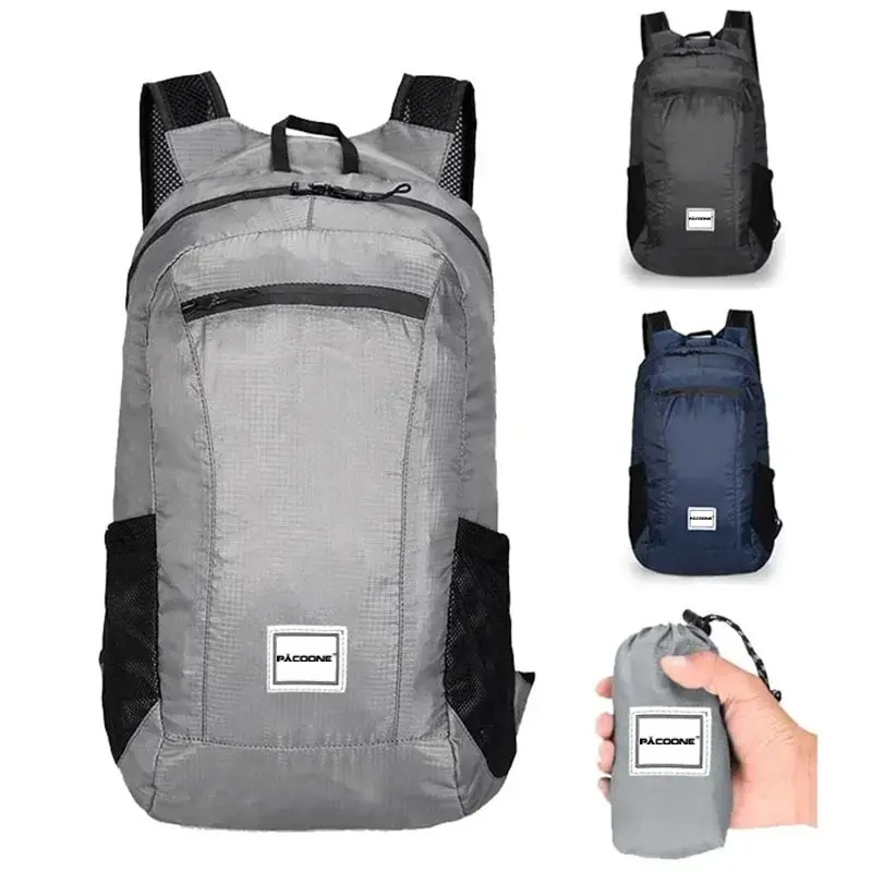 Foldable Backpack Small - กระเป๋าเดินป่ากลางแจ้ง20L น้ำหนักเบากันน้ำพับได้กระเป๋าเป้กระเป๋าพับได้น้ำหนักเบาสำหรับผู้หญิงผู้ชายเดินทางเดินป่า