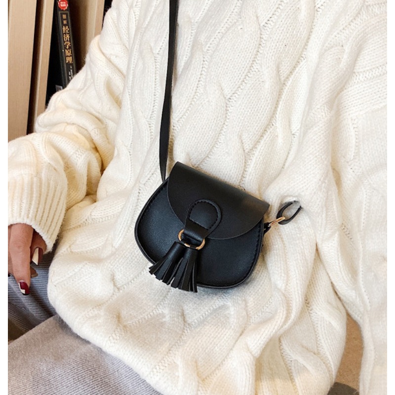 Mini Backpack Purse - กระเป๋าเด็กเล็กดีไซน์เก๋สไตล์เกาหลี น่ารักแบบเจ้าหญิง สะพายไหล่ คาดลำตัว พร้อมพู่ตกแต่ง