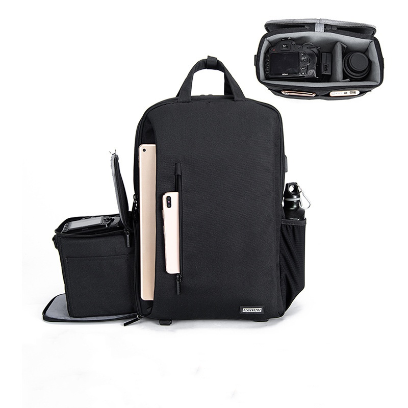 Laptop Backpack 15.6 - กระเป๋าเป้สะพายหลังกล้องขนาดใหญ่ DSLR/SLR/มิเรอร์เลส กระเป๋ากล้องกันน้ำสำหรับถ่ายภาพพร้อมที่วางขาตั้งกล้องและช่องใส่แล็ปท็อปขนาด 15.6 นิ้ว ช่องใส่