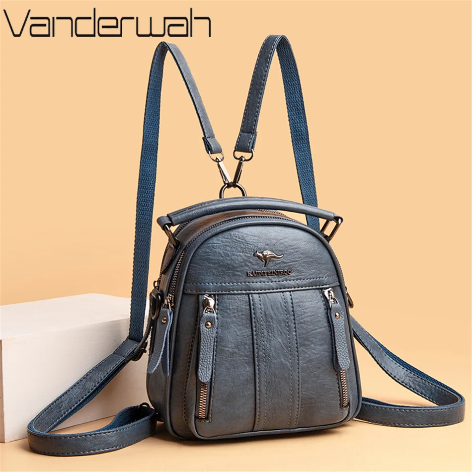 Mini Backpack Purse - 4 In 1 หนังกระเป๋าเป้สะพายหลังมัลติฟังก์ชั่หญิงไหล่กระเป๋าแฟชั่นผู้หญิงกระเป๋าเป้สะพายหลังขนาดเล็กกระเป๋าเดินทางสําหรับสาวใหม่ Messenger Sac