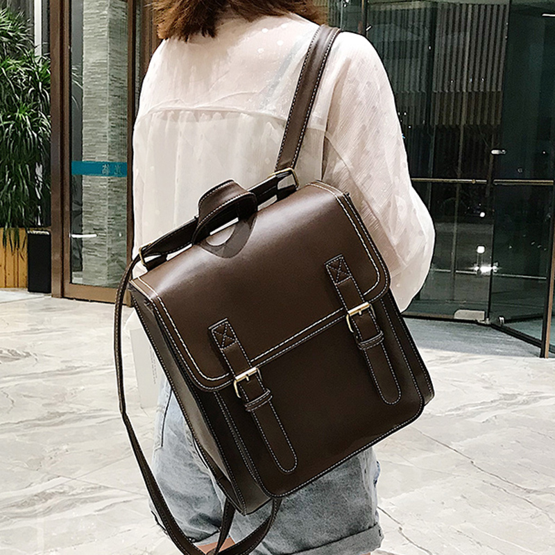 Leather Backpack Vintage - กระเป๋าเป้สะพายหลังหญิง Pu หนังผู้หญิงกระเป๋าเป้สะพายหลังแฟชั่นโรงเรียนกระเป๋าสำหรับหญิงคุณภาพสูงกระเป๋าสะพาย Sac A Dos