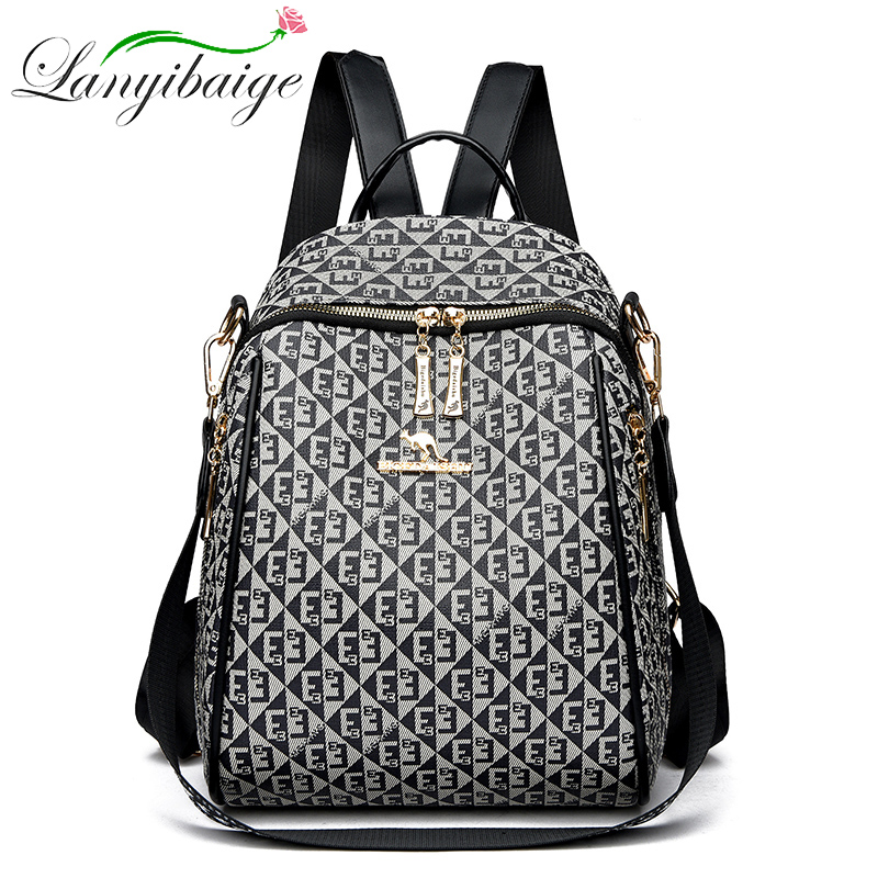Fashion Backpack Women - 2024ใหม่ย้อนยุคแนวแฟชั่นกระเป๋าเป้สะพายหลังของผู้หญิงที่มีชื่อเสียงกระเป๋าสะพายไหล่ผู้หญิงพิมพ์ลายตัวอักษรของนักออกแบบที่มีชื่อเสียงกระเป๋านักเรียนความจุขนาดใหญ่ SAC A DOS