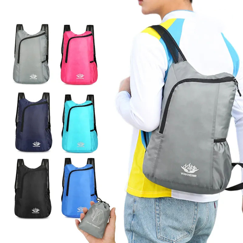 Foldable Backpack Small - 20L Unisex น้ําหนักเบากระเป๋าเป้สะพายหลังกลางแจ้งแบบพกพาผู้หญิงผู้ชายตั้งแคมป์เดินป่าท่องเที่ยว Daypack สันทนาการกันน้ํากีฬากระเป๋า