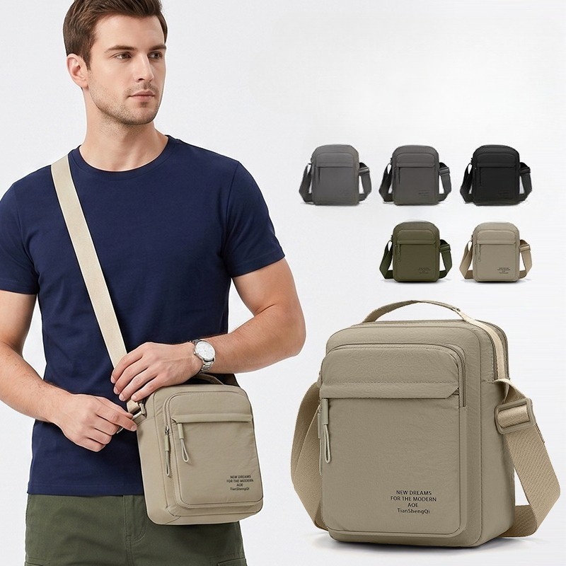 Sling Backpack Shoulder - กระเป๋าสะพายข้างไนลอนสำหรับผู้ชายแฟชั่นอเนกประสงค์ฤดูร้อนสไตล์ใหม่กันน้ำกระเป๋าสะพายไหล่เดี่ยวดีไซน์เรียบง่าย
