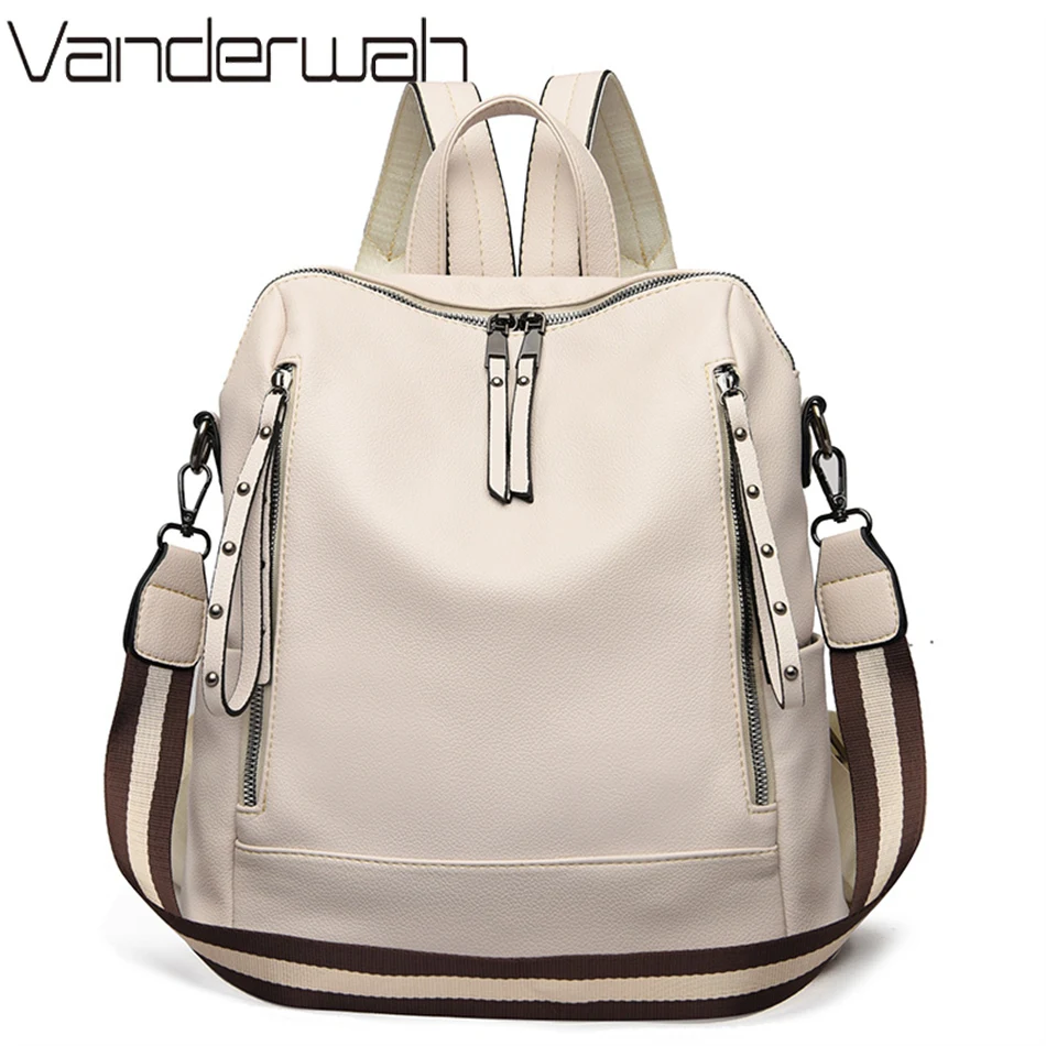 School Backpack Teen - ยี่ห้อกระเป๋าเป้สะพายหลังหนังนุ่มกันน้ำ Bagpack Preppy สไตล์นักเรียนกระเป๋า Mochila Feminina