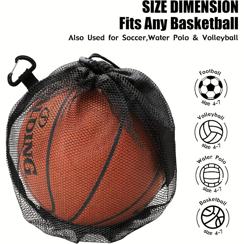 Drawstring Gym Bag - กระเป๋าตาข่ายแบบมีเชือกรูดสำหรับใส่ลูกบาสเก็ตบอล ขนาดกะทัดรัด พกพาสะดวก - กระเป๋าอเนกประสงค์แบบพับได้ ทนทาน