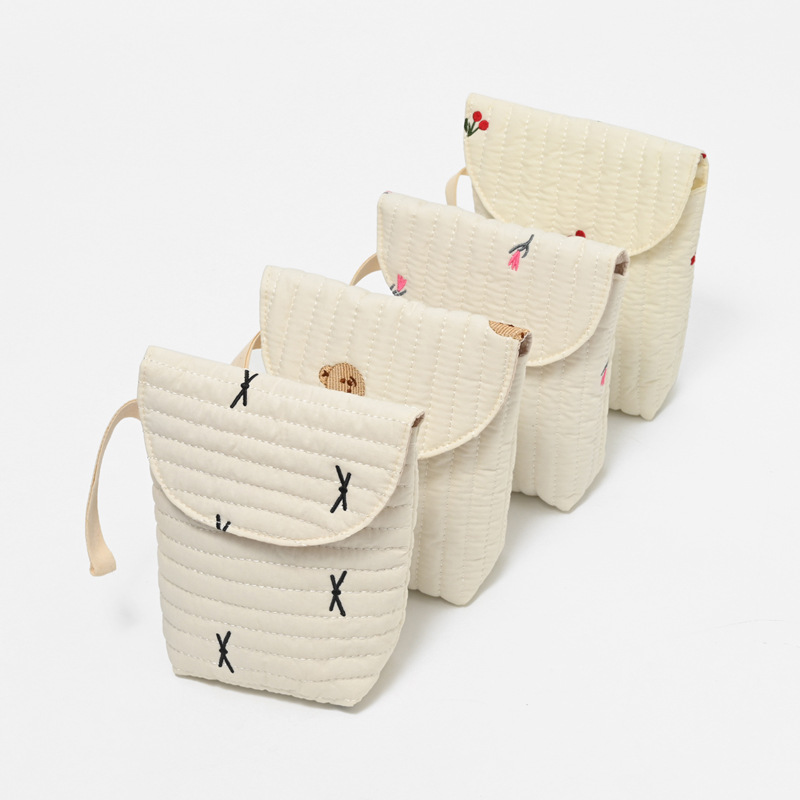 Backpack Diaper Bag - กระเป๋าผ้าฝ้ายปักลายสำหรับใส่ผ้าอ้อมเด็ก กระเป๋าคุณแม่แบบซักได้ กระเป๋าเก็บขวดนม จุกนม ผ้าอ้อม กระเป๋าเก็บของแขวนรถเข็นเด็ก