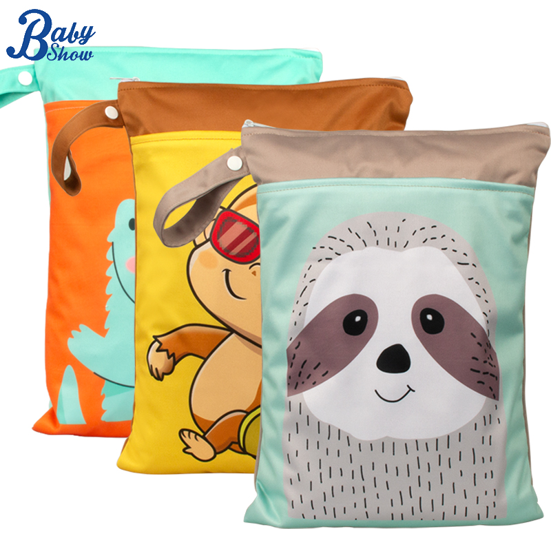 Backpack Diaper Bag - Babyshow 25x35 ซม.กระเป๋าเปียกแห้งตําแหน่งดิจิตอลพิมพ์กระเป๋าผ้าอ้อมกันน้ําซิปคู่พร้อมกระเป๋าแม่