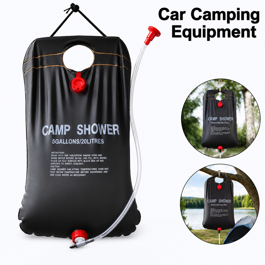 Hydration Pack Outdoor - ถุงน้ำอาบน้ำพลังงานแสงอาทิตย์ขนาด 20 ลิตร สำหรับตั้งแคมป์ รถบ้าน พับเก็บได้