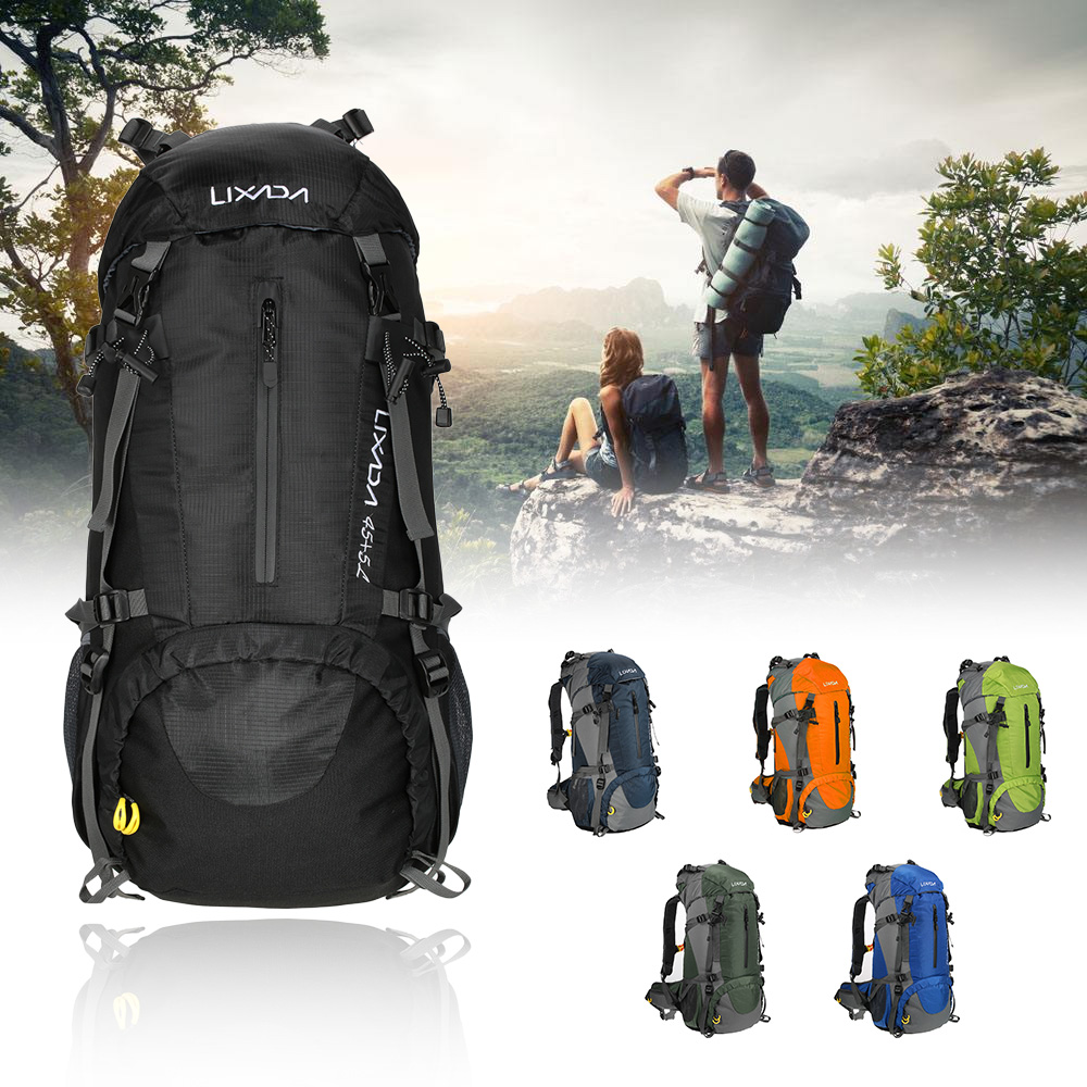 Rain Cover Backpack - Lixada กระเป๋าเดินทางกันน้ำขนาดใหญ่50ลิตร, เป้ไนลอนกระเป๋าโน้ตบุ๊คสะพายหลังกลางแจ้งพร้อมที่บังฝนตั้งแคมป์ปีนเขาเป้สะพายหลัง