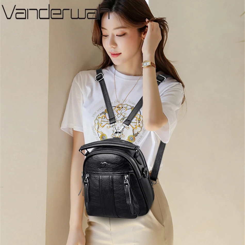 4 In 1 หนังกระเป๋าเป้สะพายหลัง - Mini Backpack Purse บทวิจารณ์และราคา