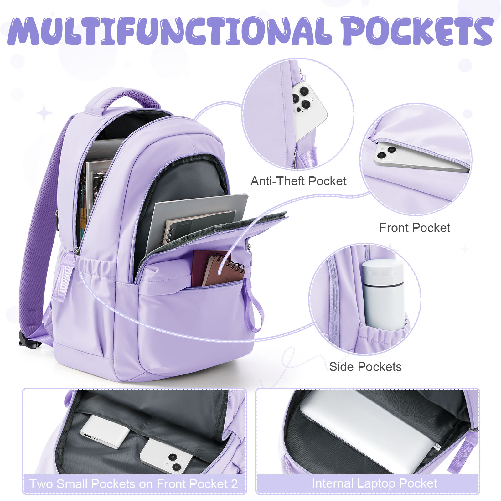 กระเป๋าเป้สะพายหลังสำหรับวัยรุ - Canvas Backpack Casual บทวิจารณ์และราคา