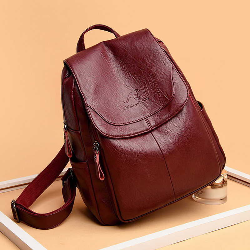9 สีผู้หญิงหนังนุ่มกระเป๋าเป้ส - Leather Backpack Vintage บทวิจารณ์และราคา