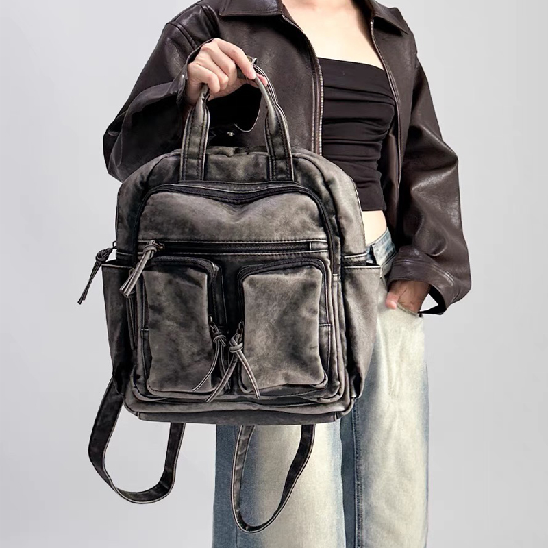 กระเป๋าเป้หนัง PU ล้างนุ่มหรูห - Leather Backpack Vintage บทวิจารณ์และราคา