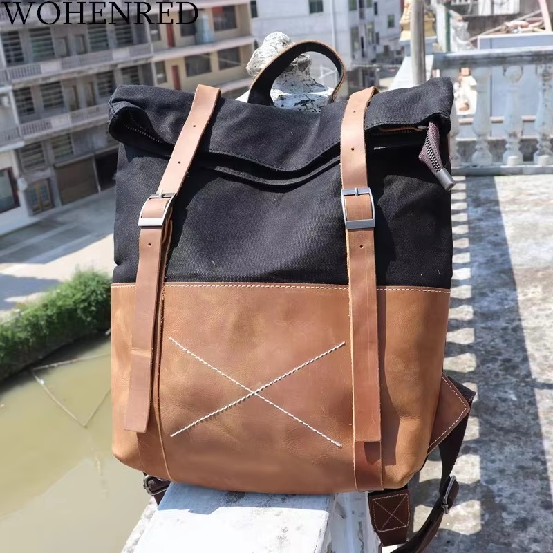 แฟชั่นผู้ชายกระเป๋าเป้สะพายหลั - Leather Backpack Vintage บทวิจารณ์และราคา