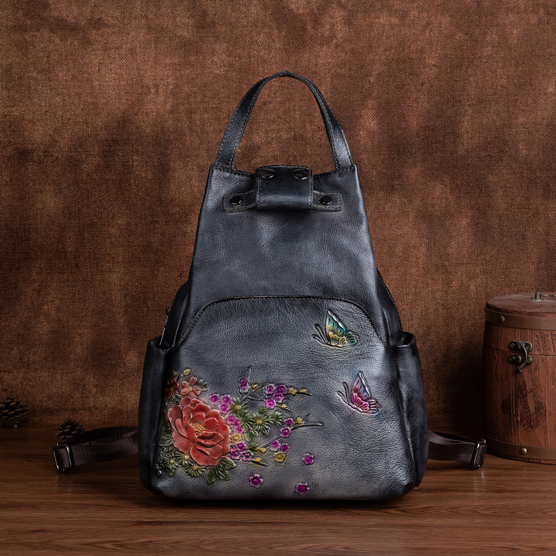 กระเป๋าหนังแท้ Johnature ลายปั - Leather Backpack Vintage บทวิจารณ์และราคา