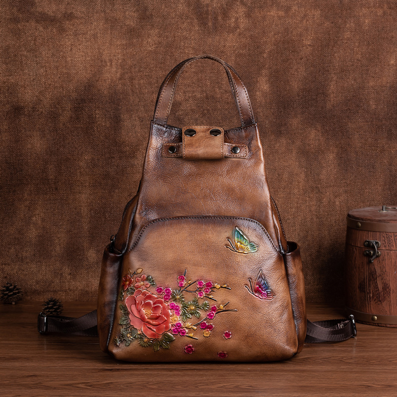 กระเป๋าหนังแท้ Johnature ลายปั - Leather Backpack Vintage บทวิจารณ์และราคา