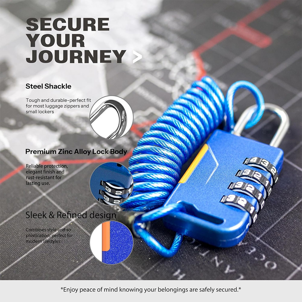 กุญแจรหัส 4 หลัก พร้อมสายเคเบิ - Travel Backpack Anti Theft บทวิจารณ์และราคา